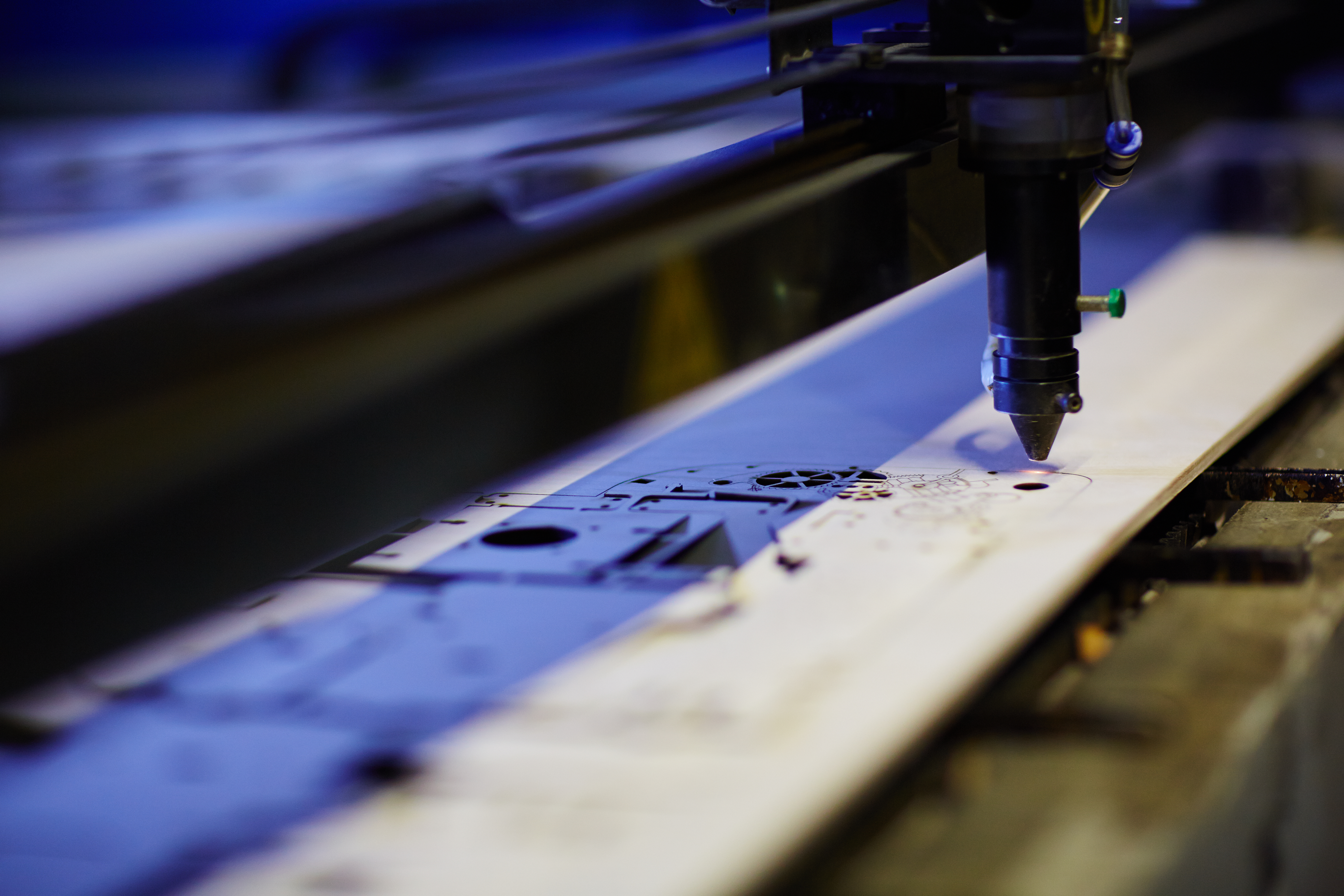 CNC machine cutting a material